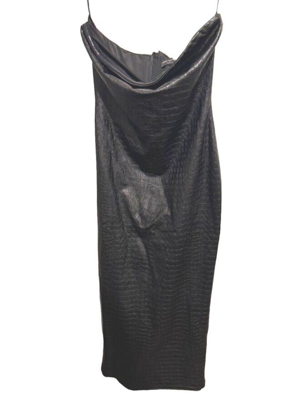 Black Alligator Print Midi Dress